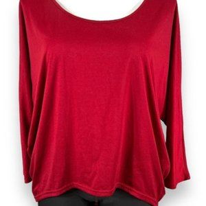 new Womens Dolman Sleeve Pullover Hi Low Shirt Top Red XXL EUC